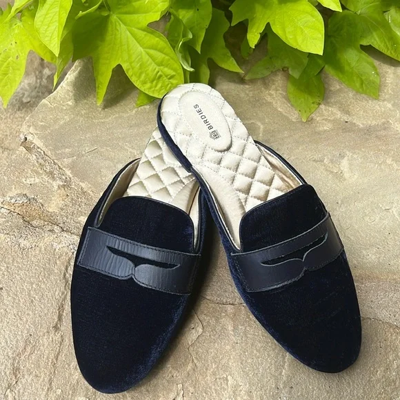 Birdies Phoebe Blue Velvet Slip-On Penny Loafer - Picture 1 of 13